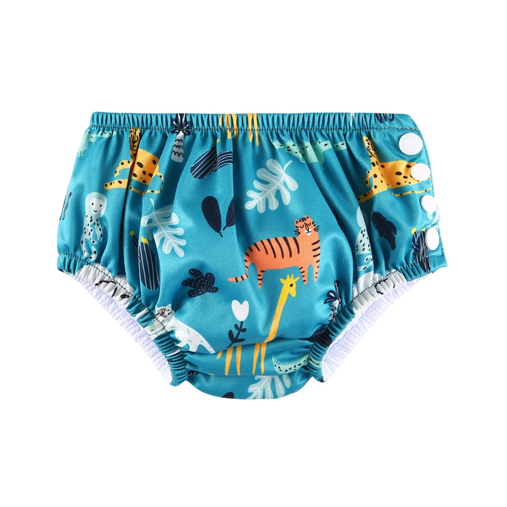 Couche de Bain Réutilisable Bébé - Maillot de Bain Dessin Animé Réglable Fille Garçon, Été