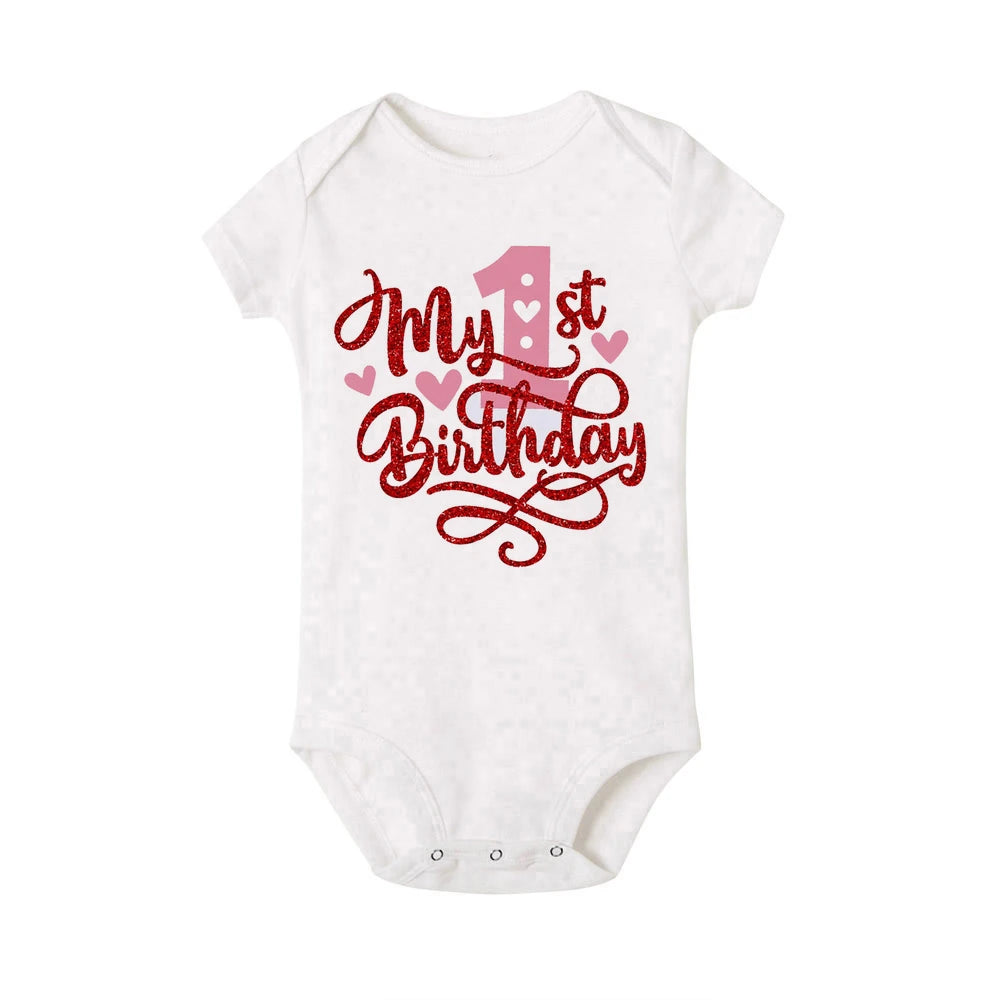 Body bébé fille « Mon 1er anniversaire » – Manches volantées
