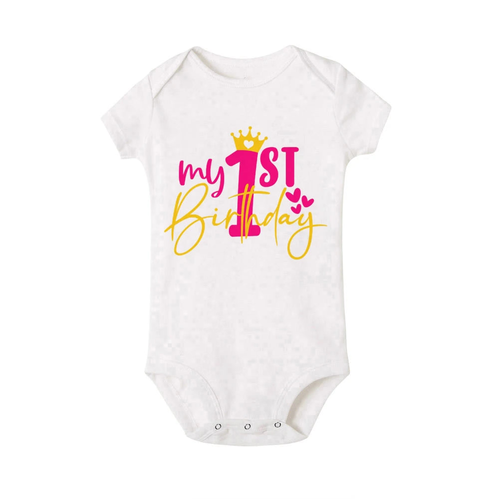 Body bébé fille « Mon 1er anniversaire » – Manches volantées