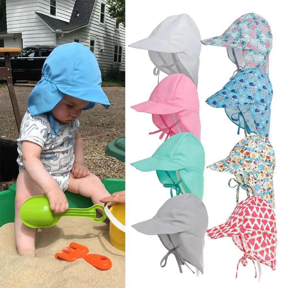 Chapeau de Soleil Réglable Bébé SPF50+ - Casquette Anti-UV Été Plage, Fille Garçon, Mesh Respirant