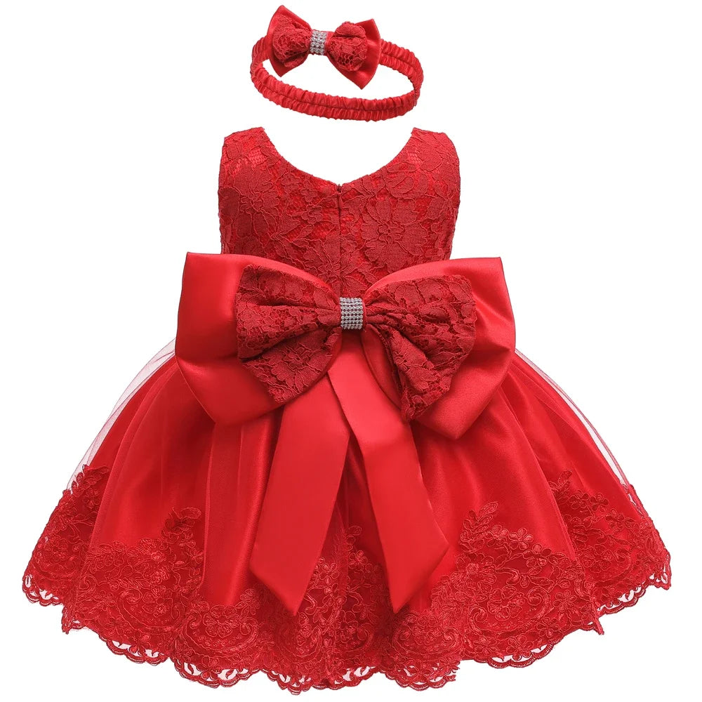 Robe de cérémonie bébé fille – Robe + serre-tête (anniversaire, baptême)