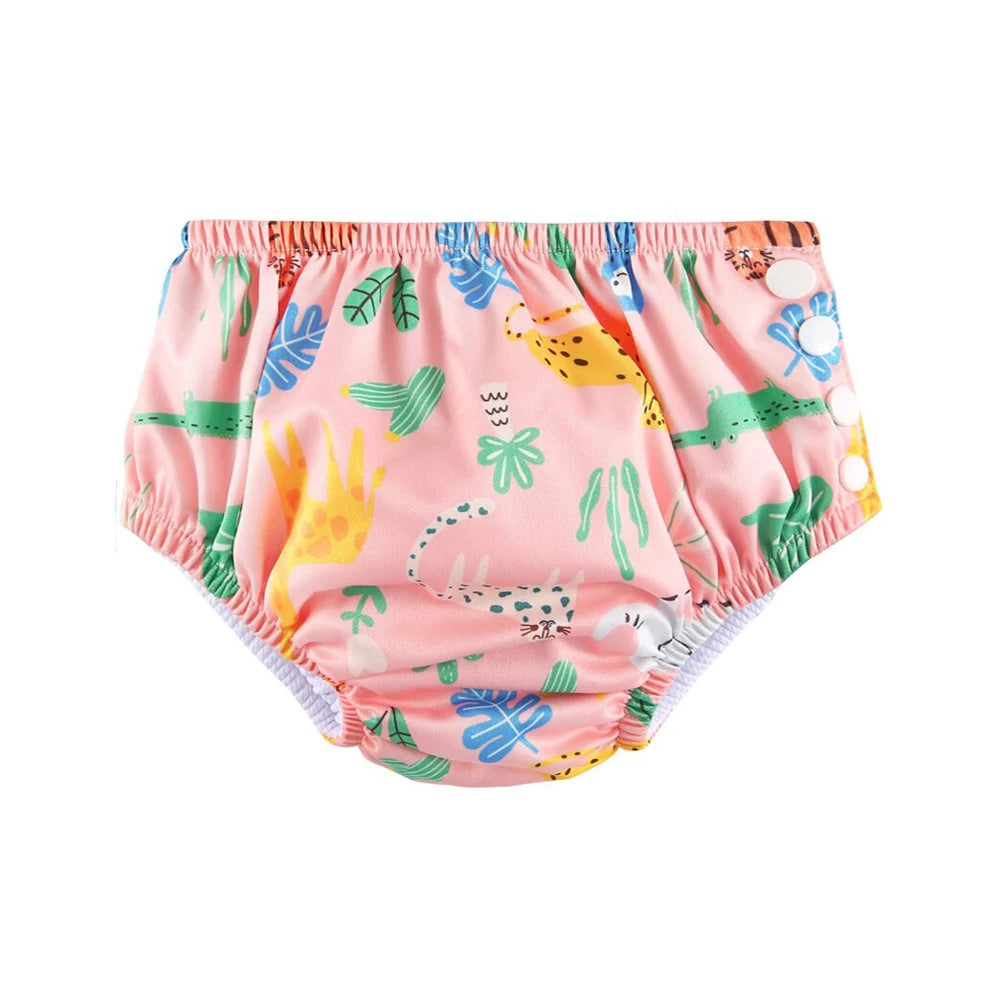 Couche de Bain Réutilisable Bébé - Maillot de Bain Dessin Animé Réglable Fille Garçon, Été
