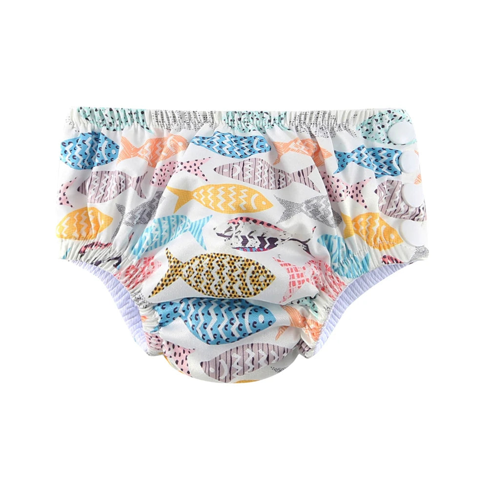 Couche de Bain Réutilisable Bébé - Maillot de Bain Dessin Animé Réglable Fille Garçon, Été