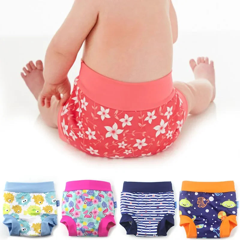Couche de Bain Étanche Haute Ceinture Bébé - Maillot Dessin Animé Réutilisable Fille Garçon 7-15 kg