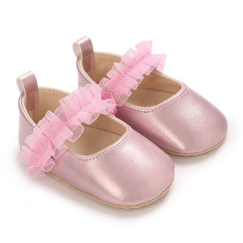 Chaussures bébé fille à nœud – Semelle souple, premiers pas (0 à 18 mois)