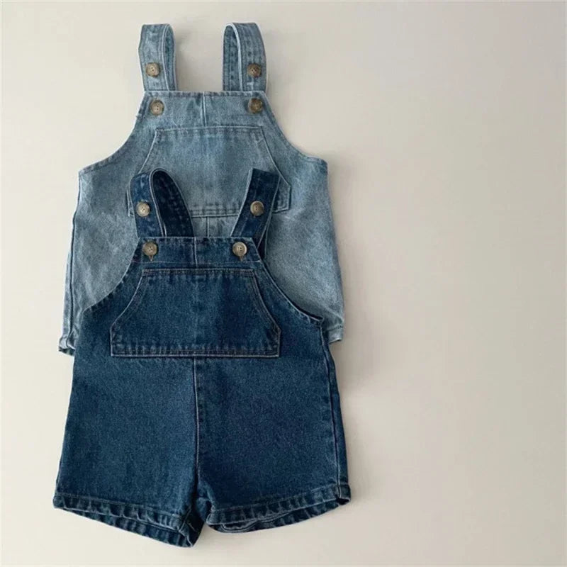 Salopette en Jean Bébé - Short À Bretelles Mixte Été, Fille Garçon 6M-3 Ans