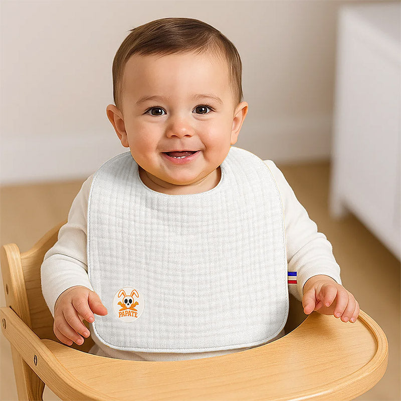 bavoir coton bio blanc papate