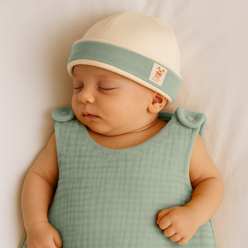 bonnet en coton bio vert papate