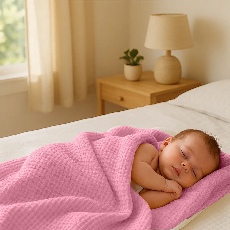 couverture nid abeille rose legere coton bio gots