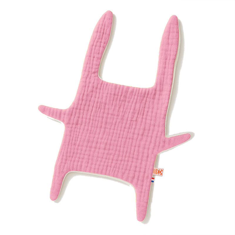 doudou plat en coton bio rose france fille doux lapin