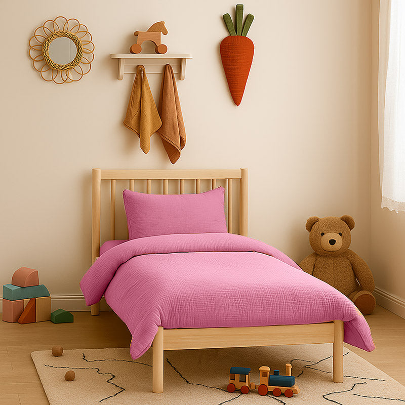 housse de couette en coton rose papate bébé