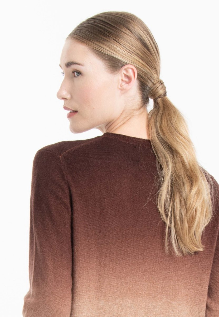 Pull col rond femme en cachemire camel tie & dye camel & marron - ZAYA 9