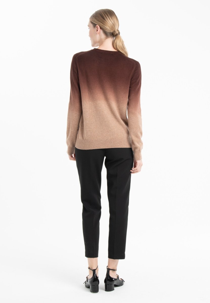 Pull col rond femme en cachemire camel tie & dye camel & marron - ZAYA 9