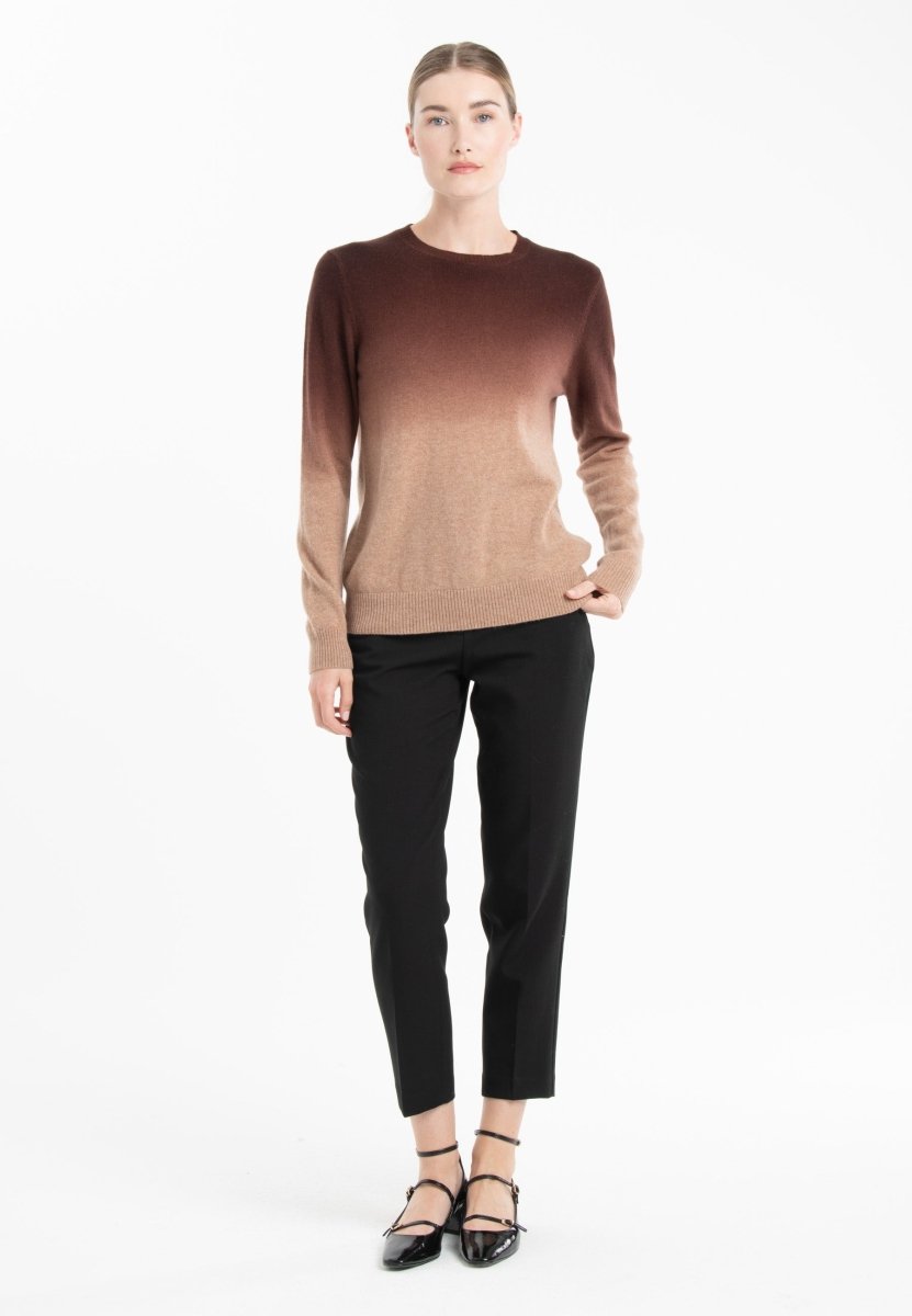 Pull col rond femme en cachemire camel tie & dye camel & marron - ZAYA 9
