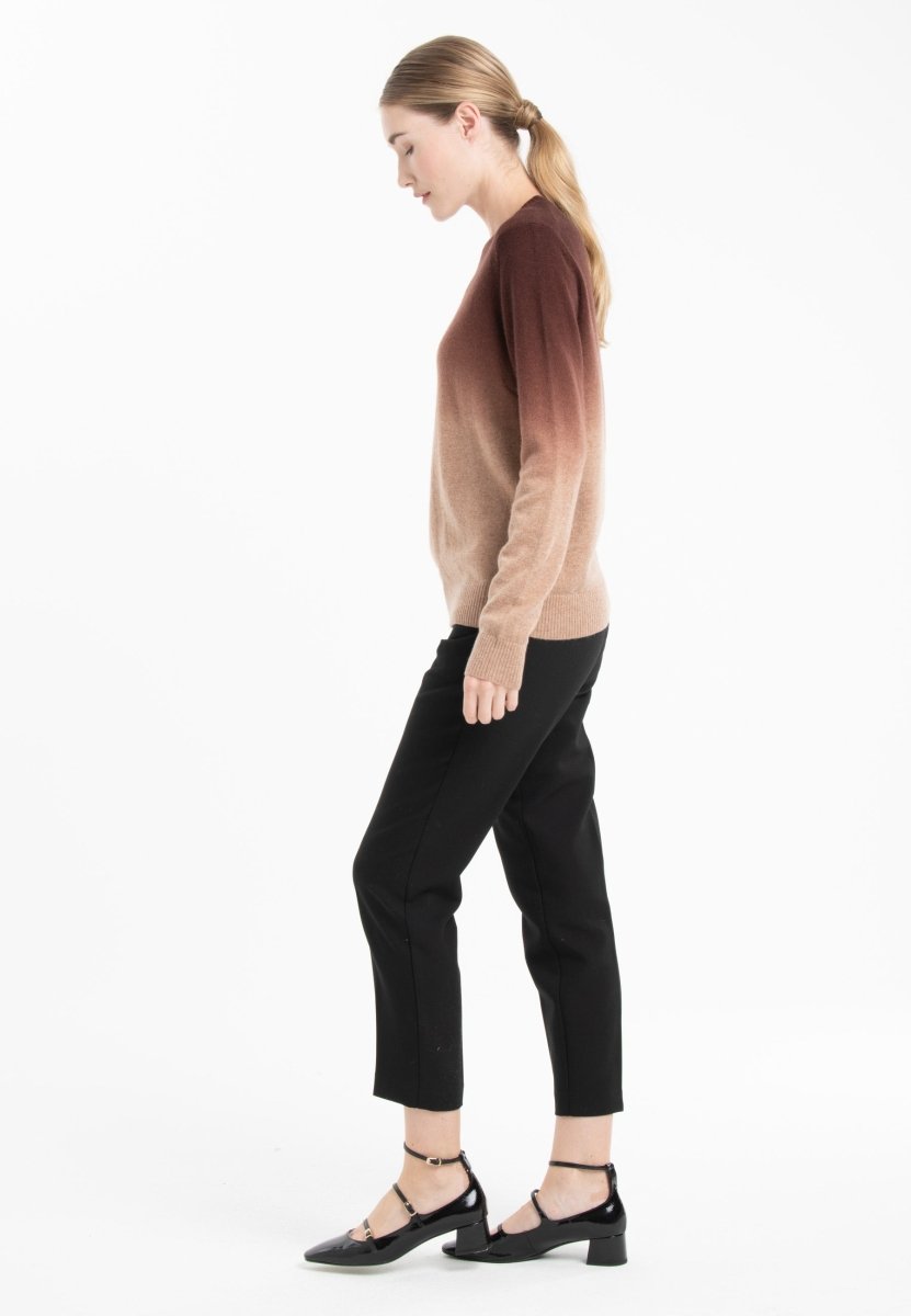 Pull col rond femme en cachemire camel tie & dye camel & marron - ZAYA 9