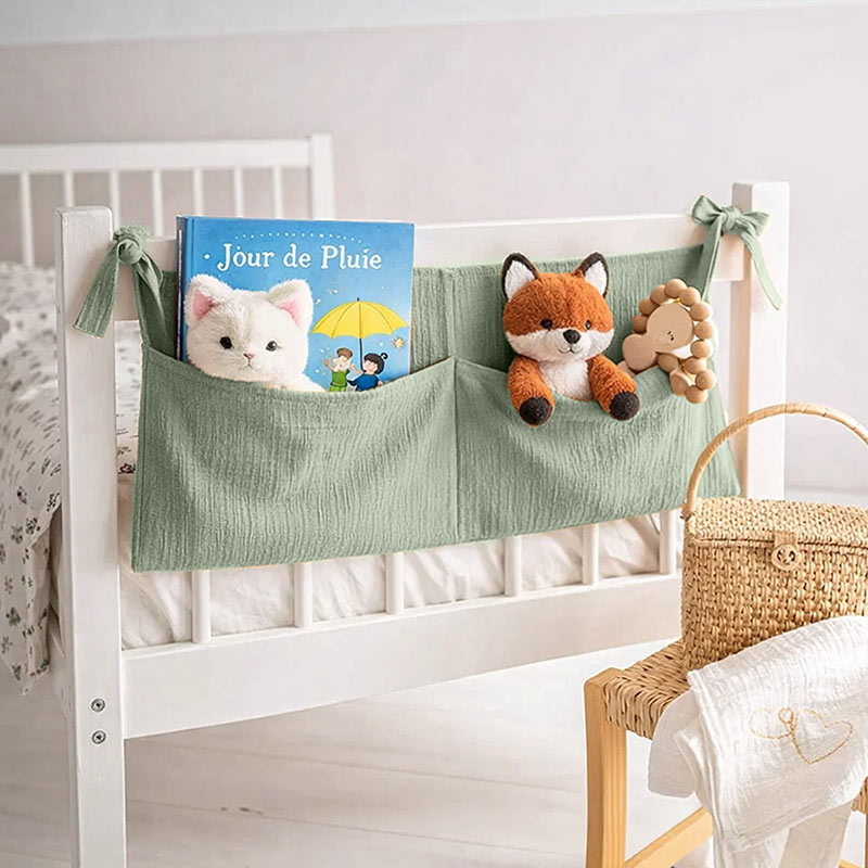 rangement jouet coton bio vert