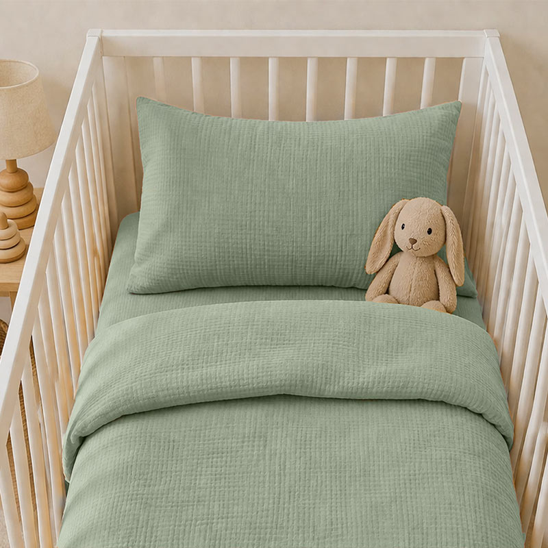 taie oreiller coton biologique vert 60 40 enfant papate GOTS
