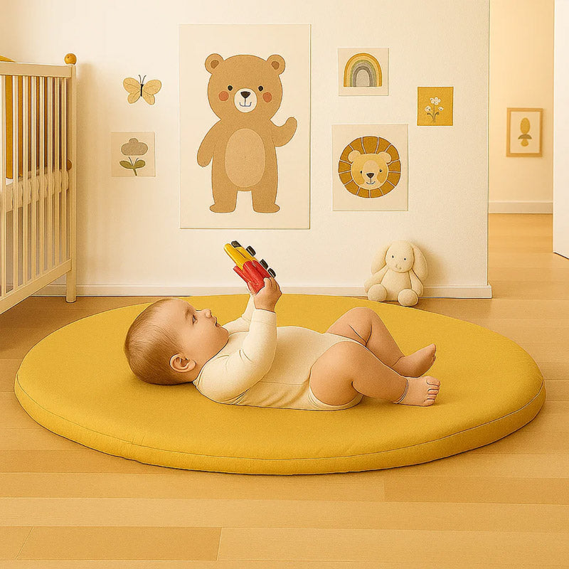 tapis eveil bebe coton bio papate honey miel gots mou