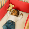 tour de lit en coton bio papate bébé rouge fraise