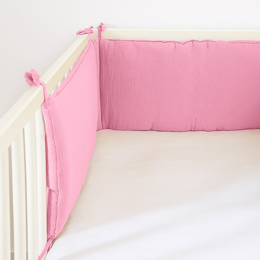 tour de lit rose en coton bio papate bébé